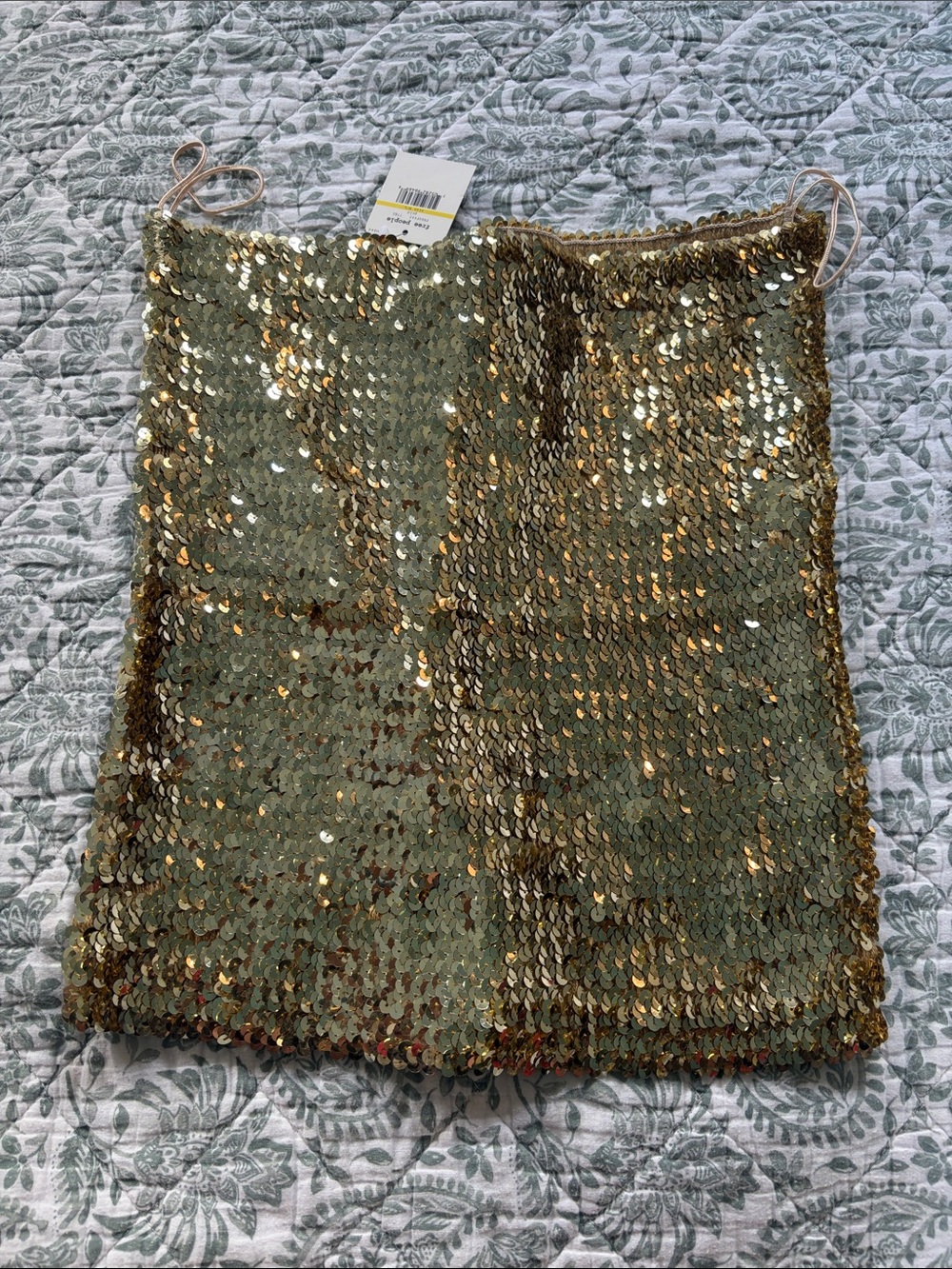 Free People Vintage 1980s Gold Sequin Tube skirt
